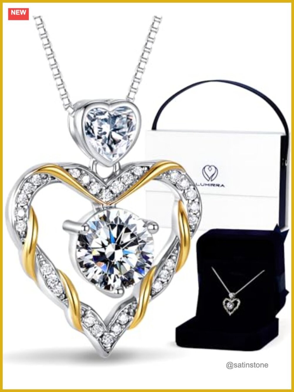 Moissanite Heart Pendant Necklace 925 Sterling Silver Gift Set